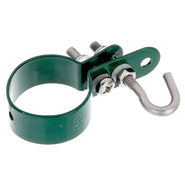 Schelle, Befestigung v. Geflechtspannstäben an Pfosten, verzinkt, grün Kst.b., Ø42mm