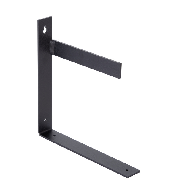 Regalträger Uma, rechts, matt schwarz mit Feinstruktur kunststoffbeschichtet RAL 9005, HxTxBxS: 205x205x30mm