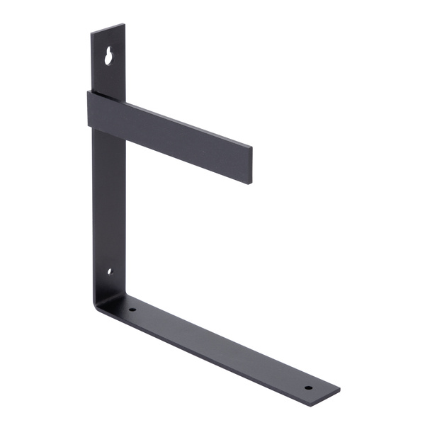 Regalträger Uma, links, matt schwarz mit Feinstruktur kunststoffbeschichtet RAL 9005, HxTxBxS: 205x205x30mm