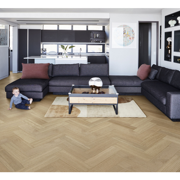 Furnierboden Eiche Ginseng Landhausdiele links lackiert Calm ultramatt - Life Authentic