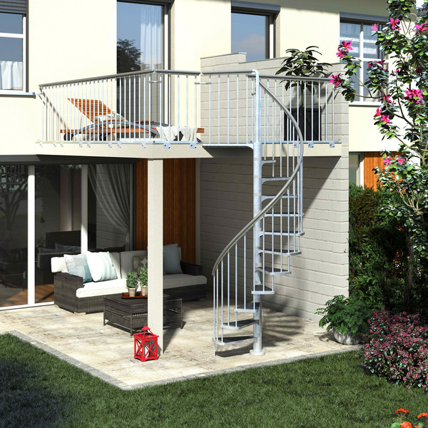Außenspindeltreppe Gardenspin m. Trimax-Stufen links- oder rechtslfd.