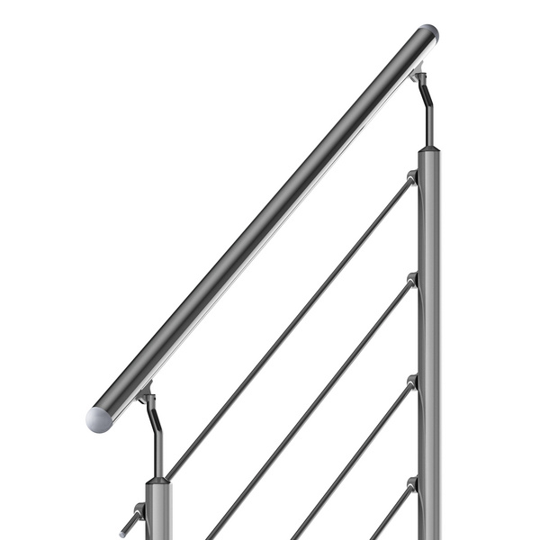 Außentreppe Gardentop Set4 Geländer Startset f. 4 Stufen 1x Aluhandlauf mitl. Edelstahlstäbe 2x Alupfosten