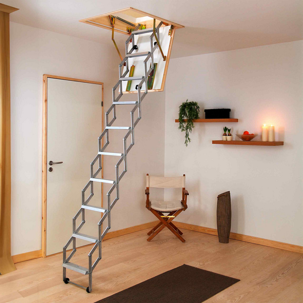 Bodentreppe alu-fix mit Lukenkasten, Leiter Schere, lichte Raumhöhe bis 260 cm