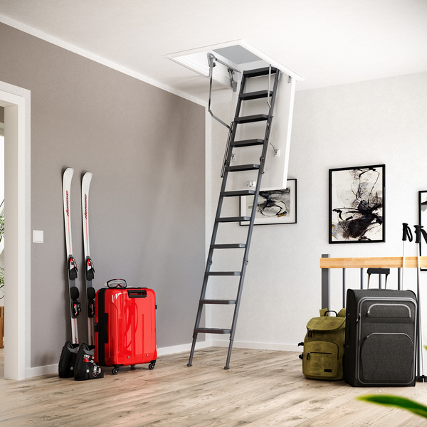 Bodentreppe clickFIX comfort, Leiter aus Stahl 3tlg, lichte Raumhöhe bis 264 cm