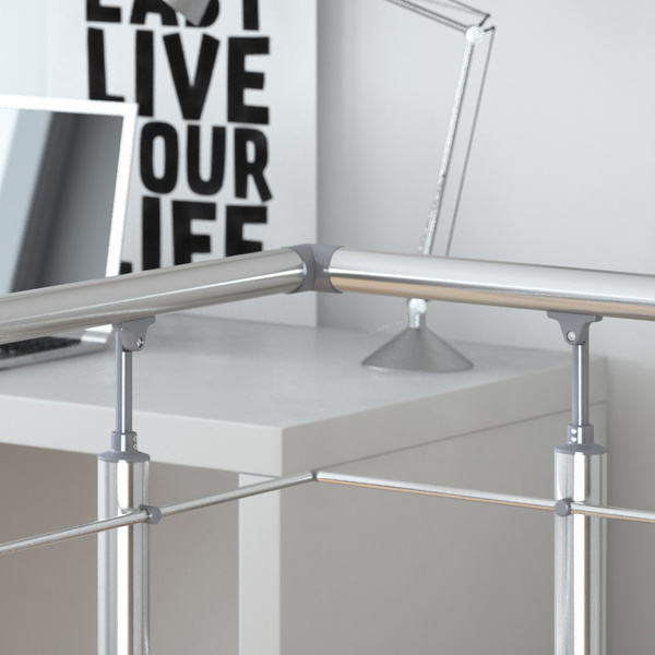 PS 010 Geländerset, Bodenmontage, Handlauf Aluminium / Edelstahl
