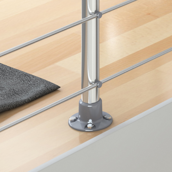 PS 010 Geländerset, Bodenmontage, Handlauf Aluminium / Edelstahl