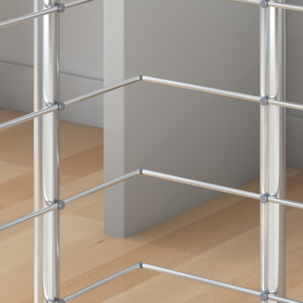 PS 010 Geländerset, Bodenmontage, Handlauf Aluminium / Edelstahl