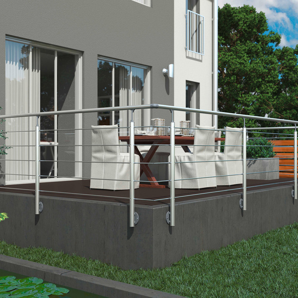 PS 011 Geländerset, Wandmontage, Handlauf Aluminium / Edelstahl