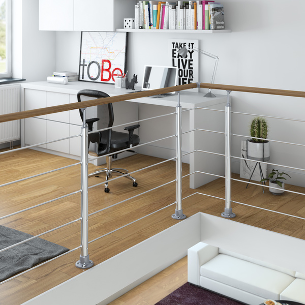 PS 020 Geländer-Set mit Eichehandlauf, versiegelt. 1,50m, Bodenmontage