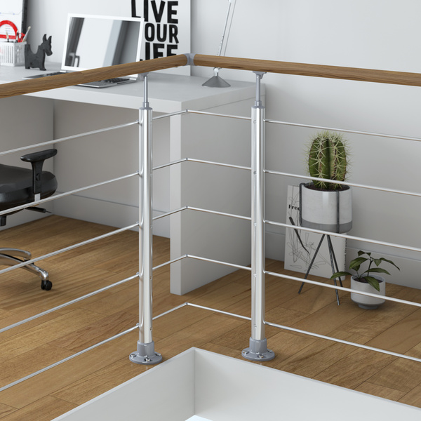 PS 020 Geländer-Set mit Eichehandlauf, versiegelt. 1,50m, Bodenmontage