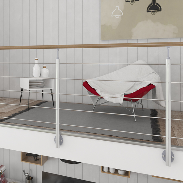 PS 021 Geländer-Set mit Eichehandlauf, versiegelt. 1,50m, Wandmontage