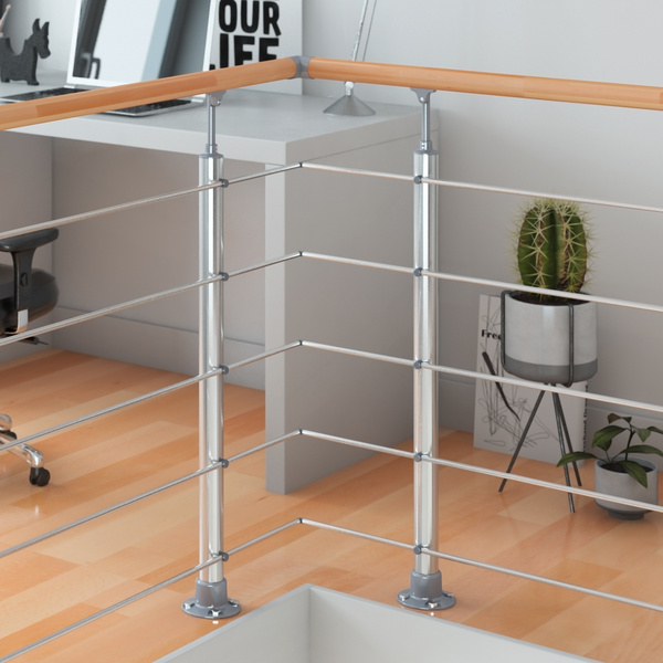PS 030 Geländer-Set mit Buchehandlauf, 150 cm, Bodenmontage