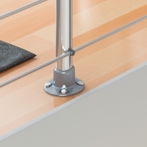PS 030 Geländer-Set mit Buchehandlauf, 150 cm, Bodenmontage