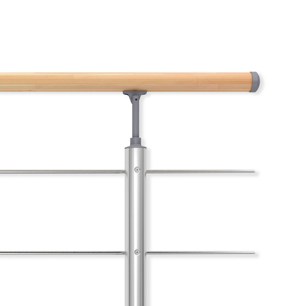 PS 030 Geländer-Set mit Buchehandlauf, 150 cm, Bodenmontage