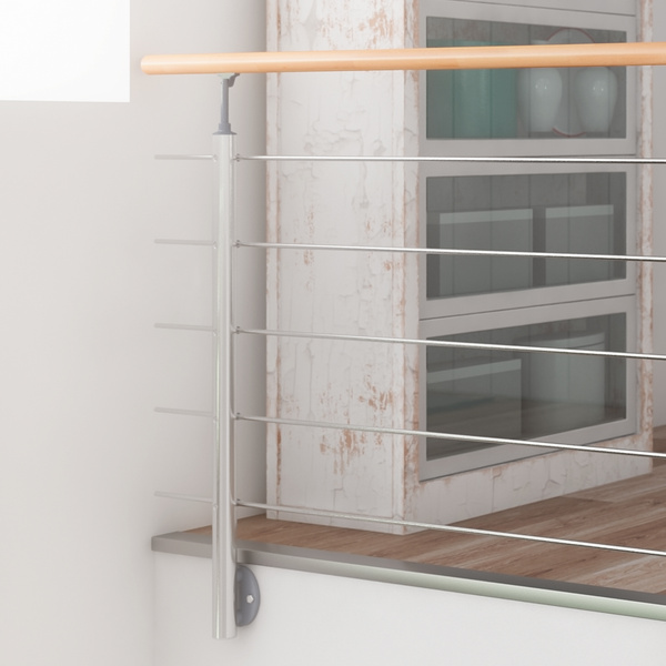 PS 031 Geländer-Set mit Buchehandlauf, 150 cm, Wandmontage