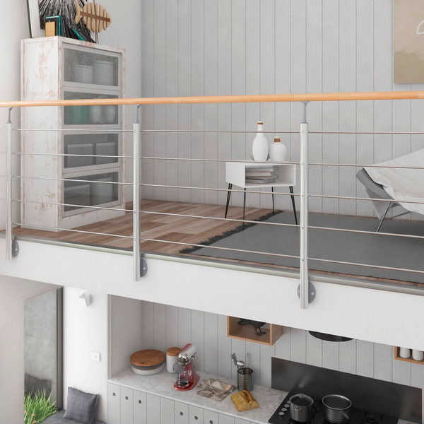 PS 031 Geländer-Set mit Buchehandlauf, 150 cm, Wandmontage