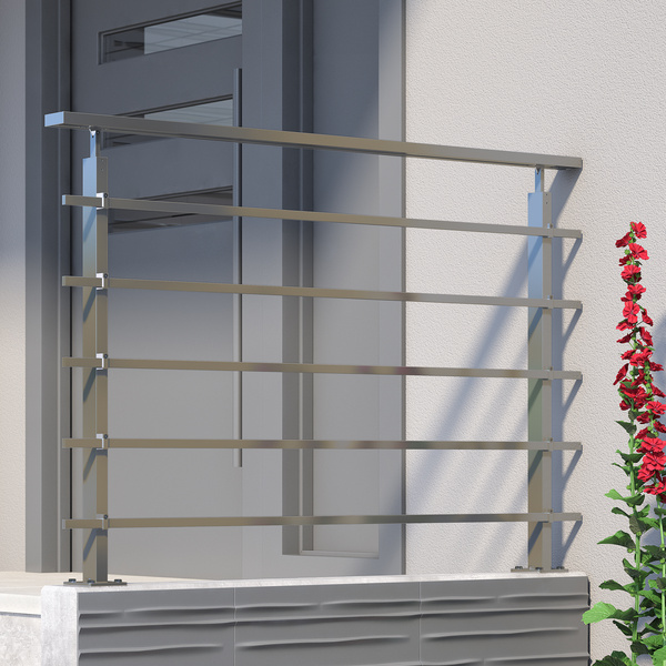 PS 300 Geländer-Set Alu eckig 1,50m, Bodenmontage