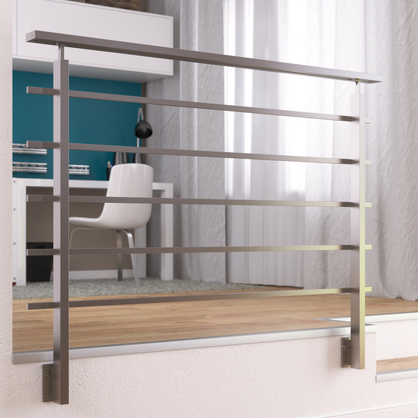 PS 301 Geländer-Set Alu eckig 1,50m, Wandmontage