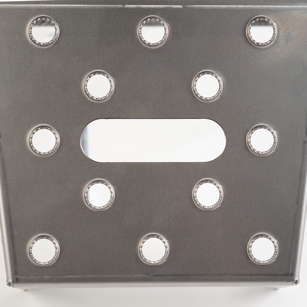 Hangstufe 20 x 20cm Stahl roh mit Griffmulde Oberfläche gelocht