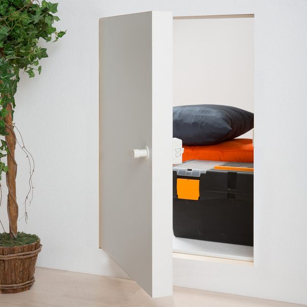 Kniestocktüren 11,5 cm Türrahmen aus Fichte, Tür CPL Platte, U-Wert 0,65, weiß lasiert Deckenöffnung 80 x 56 cm