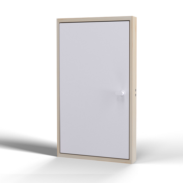 Kniestocktüren 11,5 cm Türrahmen aus Fichte, Tür CPL Platte, U-Wert 0,65, weiß lasiert Deckenöffnung 100 x 70 cm