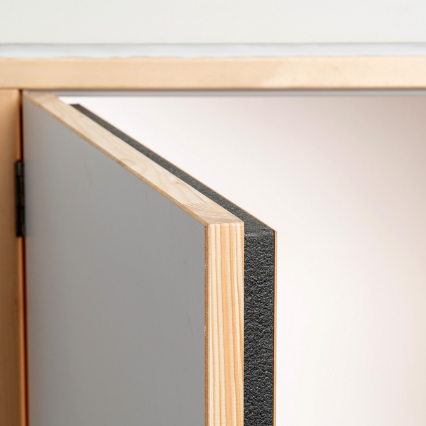 Kniestocktüren F 30, 11,5 cm Türrahmen aus Holz, Tür CPL Platte, U-Wert 0,96, weiß lasiert Deckenöffnung 80 x 56 cm