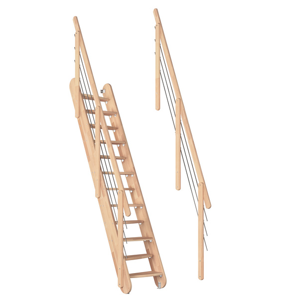 Raumspartreppe Bern Buche versi. gerade Treppenbreite 63 cm für GH 285 cm