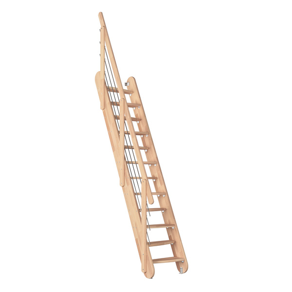 Raumspartreppe Bern Buche unbeh. gerade Treppenbreite 63 cm für GH 285 cm