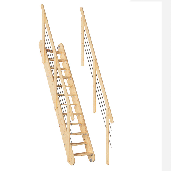 Raumspartreppe Bern Fichte unbeh. gerade Treppenbreite 63 cm für GH 285 cm