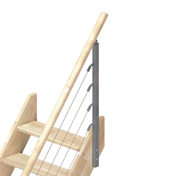 Raumspartreppe "Brest" Eiche, 1/4gewendelt unten rechts für Geschoßhöhen bis max. 320 cm