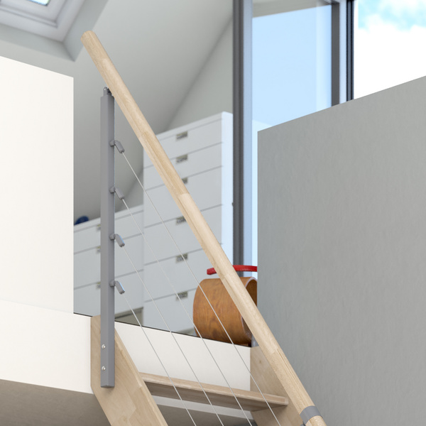 Raumspartreppe "Brest" Eiche, gerade für Geschoßhöhen bis max. 280 cm.