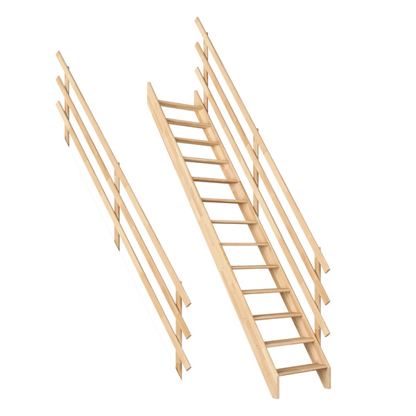 Raumspartreppe Burgau Buche unbeh. gerade Treppenbreite 63 cm für GH 289 cm