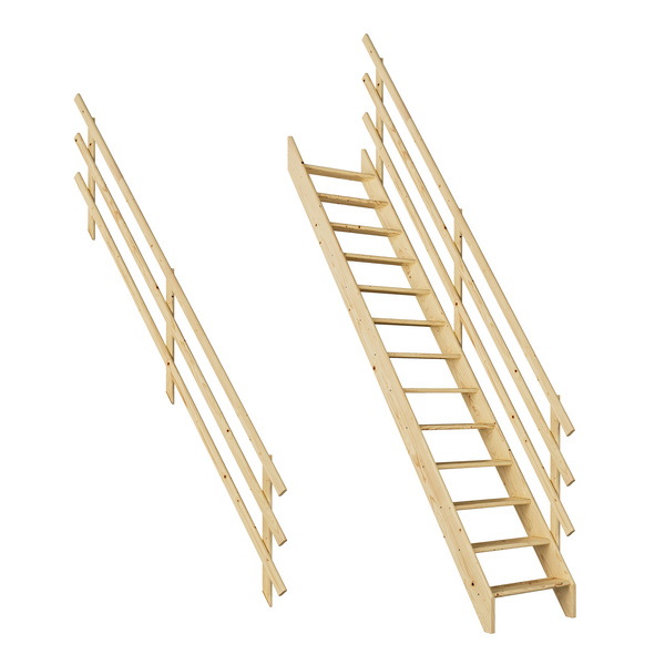 Raumspartreppe Burgau Fichte unbeh. gerade Treppenbreite 63 cm für GH 289 cm
