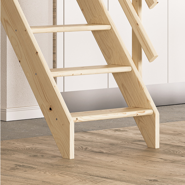Raumspartreppe Burgau Fichte unbeh. gerade Treppenbreite 63 cm für GH 289 cm