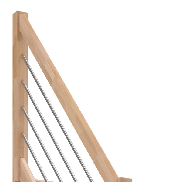 Raumspartreppe Paris mit Setzstufen Buche versi. gerade Edelstahlstäbe B 83,5cm GH bis 280,5 cm