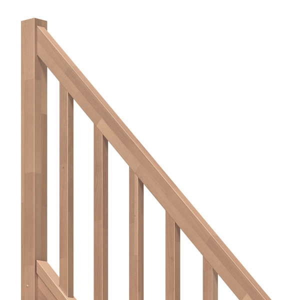 Raumspartreppe Paris mit Setzstufen Buche unbeh. gerade Edelstahlstäbe B 83,5cm GH bis 280,5 cm