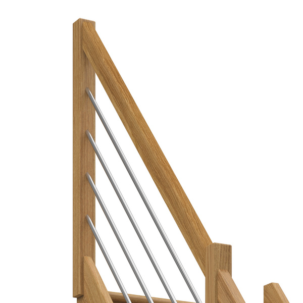 Raumspartreppe Paris mit Setzstufen Eiche versi. 1/4 gewendelt unten links Edelstahlstäbe B 83,5cm GH bis 318 cm