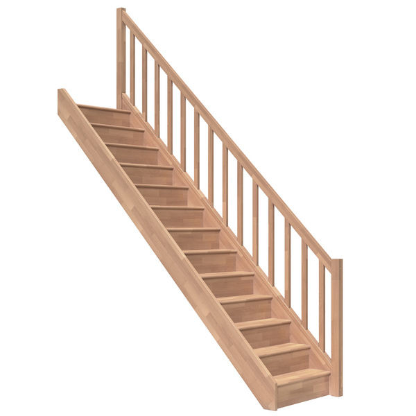 Raumspartreppe Paris mit Setzstufen Buche unbeh. gerade Rechteckstäbe B 83,5cm GH bis 280,5 cm