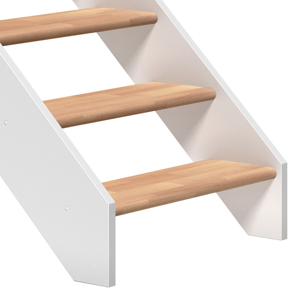 Raumspartreppe Paris ohne Setzstufen Buche weiß gerade B 83,5cm GH bis 280,5 cm