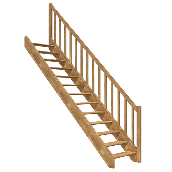 Raumspartreppe Paris ohne Setzstufen Eiche versi. gerade Rechteckstäbe B 83,5cm GH bis 280,5 cm
