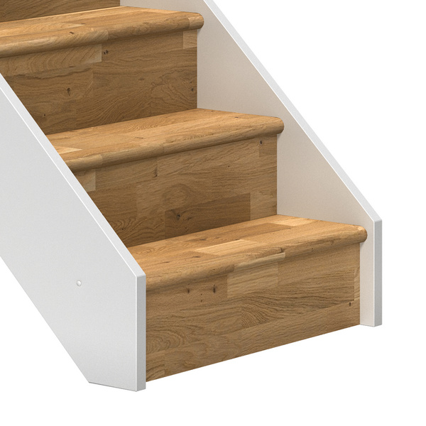 Raumspartreppe Paris mit Setzstufen Eiche weiß gerade B 83,5cm GH bis 280,5 cm