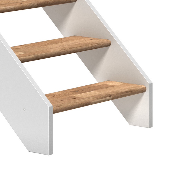 Raumspartreppe Paris ohne Setzstufen Eiche weiß gerade B 83,5cm GH bis 280,5 cm