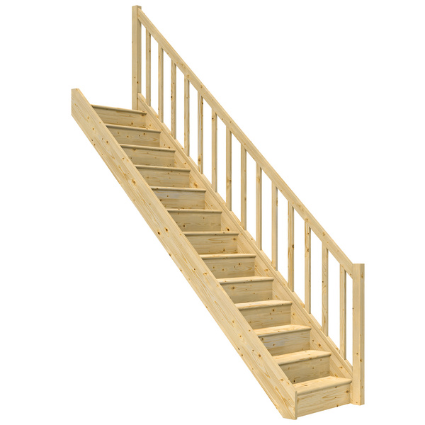 Raumspartreppe Paris mit Setzstufen Fichte unbeh. gerade Rechteckstäbe B 83,5cm GH bis 280,5 cm
