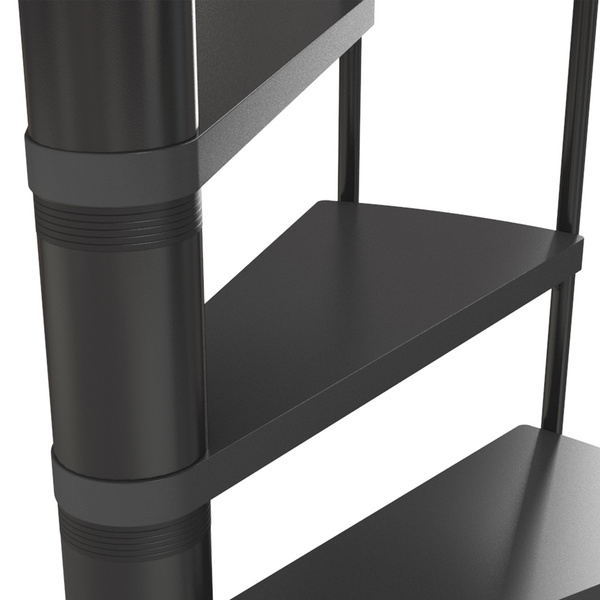 Spindeltreppe Calgary, Ø120cm anthrazit Stufen Multiplexholz anthrazit lackiert, Geschosshöhe 244,8-280,8, Einzelstab