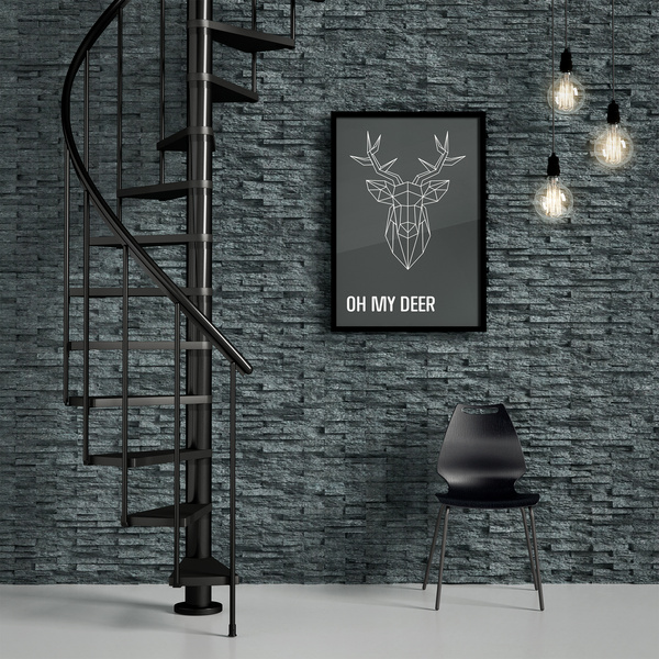 Spindeltreppe Calgary, Ø120cm anthrazit Stufen Multiplexholz anthrazit lackiert, Geschosshöhe 244,8-280,8, Einzelstab