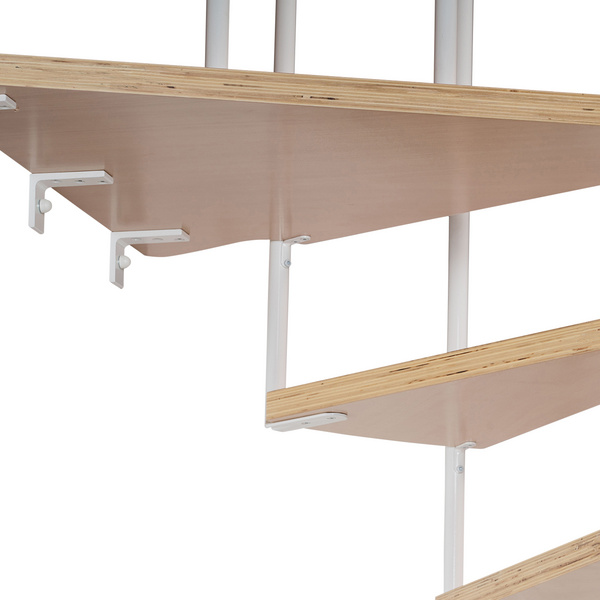 Spindeltreppe Calgary, Ø120cm weiß Stufen Multiplexholz, Geschosshöhe 244,8-280,8, Einzelstab