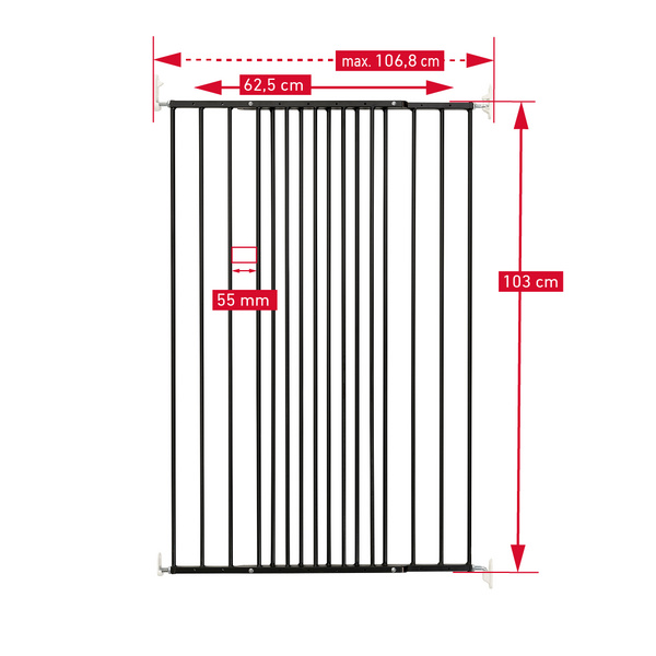 Tierschutzgitter, Metall anthrazit einstellbare Breite 62,5-106,8cm, Höhe 103cm