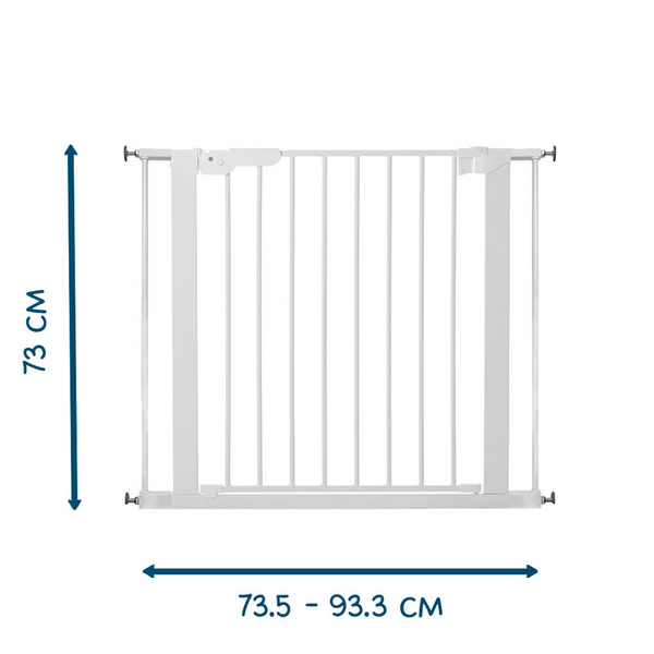 Kindersicherheitsgitter Björn, Metallg. weiß einstellbare Breite 73,5-93,3cm, Höhe 73cm