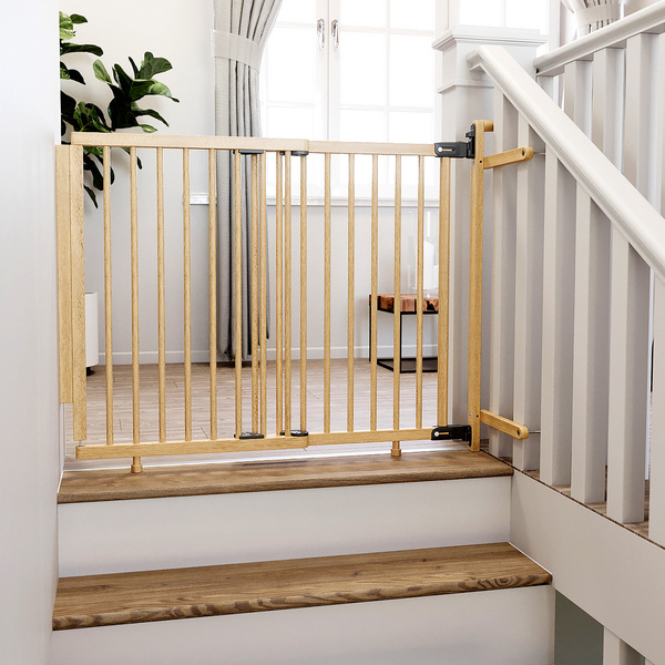 Kindersicherheitsgitter Jonas, Holzgitter inkl Pfostenbef.Einstellbare Breite 74,5-114cm, Höhe 80,5cm