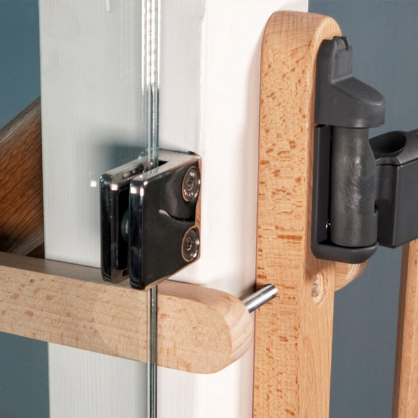 Kindersicherheitsgitter Jonas, Holzgitter inkl Pfostenbef.Einstellbare Breite 74,5-114cm, Höhe 80,5cm